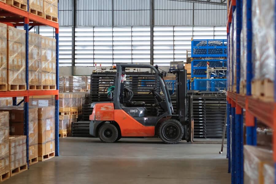 warehouse forklift representing inventory optimization