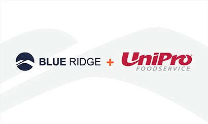 blue ridge and unipro foodservice logos on a white background