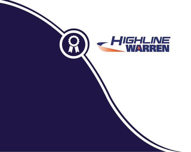 a purple and white logo for Highline warren