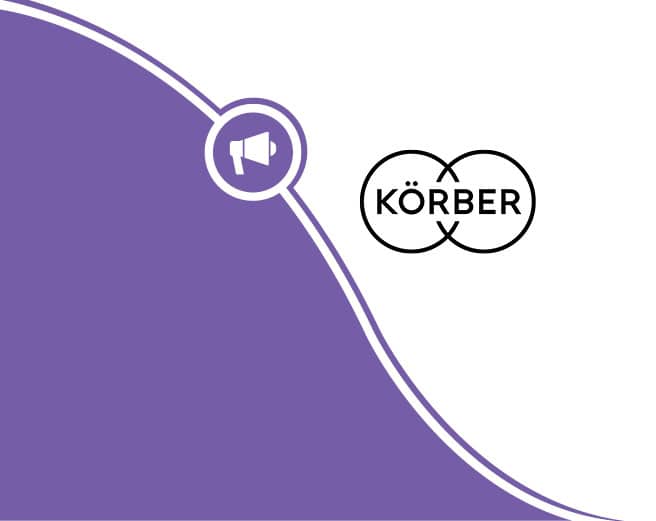 a purple background with a korber logo on it