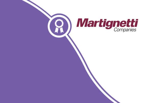 a purple and white logo for martignetti companies