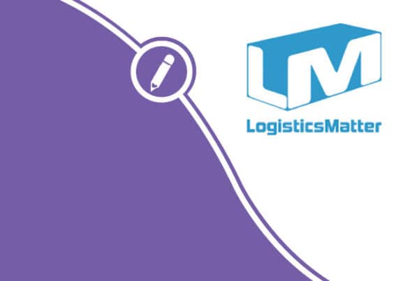 a logo for logistics matter with a purple background