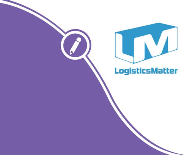 a logo for logistics matter with a purple background
