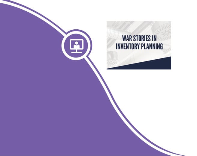 war stories in inventory planning with a purple background