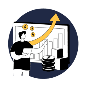 Illustrated Man Evaluating Software ROI on Application