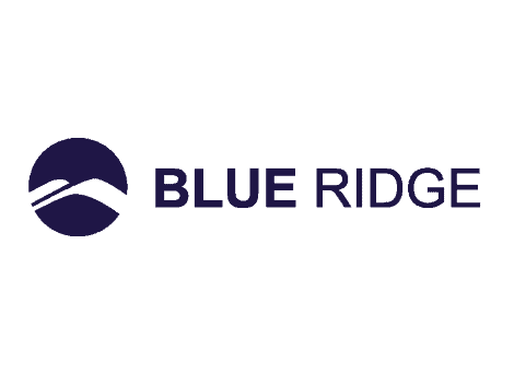 a blue ridge logo on a white background