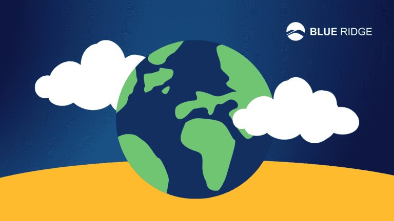 Illustrated Earth with Clouds and Blue Ridge Logo