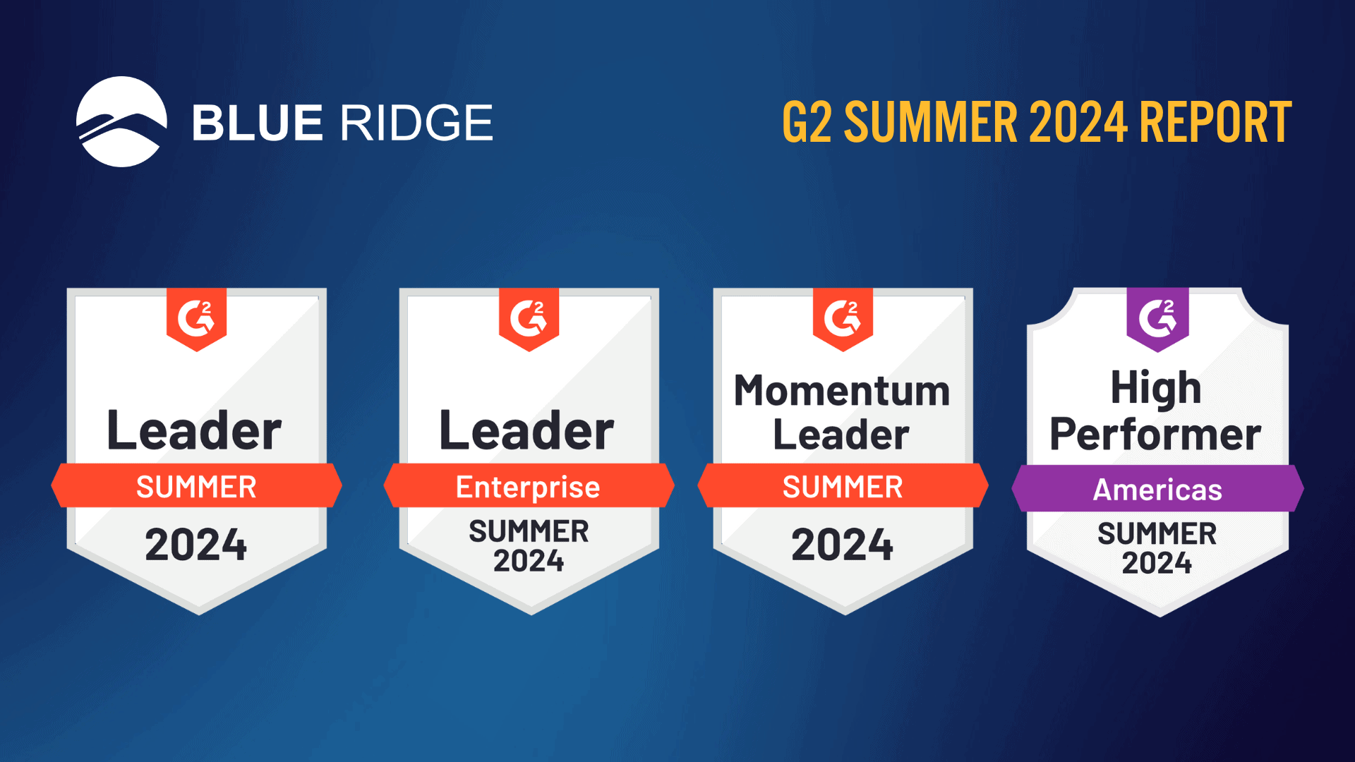 Blue Ridge Named Leader in G2 Summer 2024 Awards!
